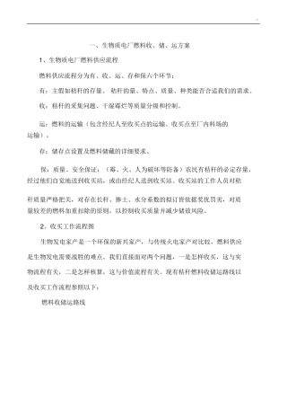 生物质发电厂燃料收,储,运方案计划