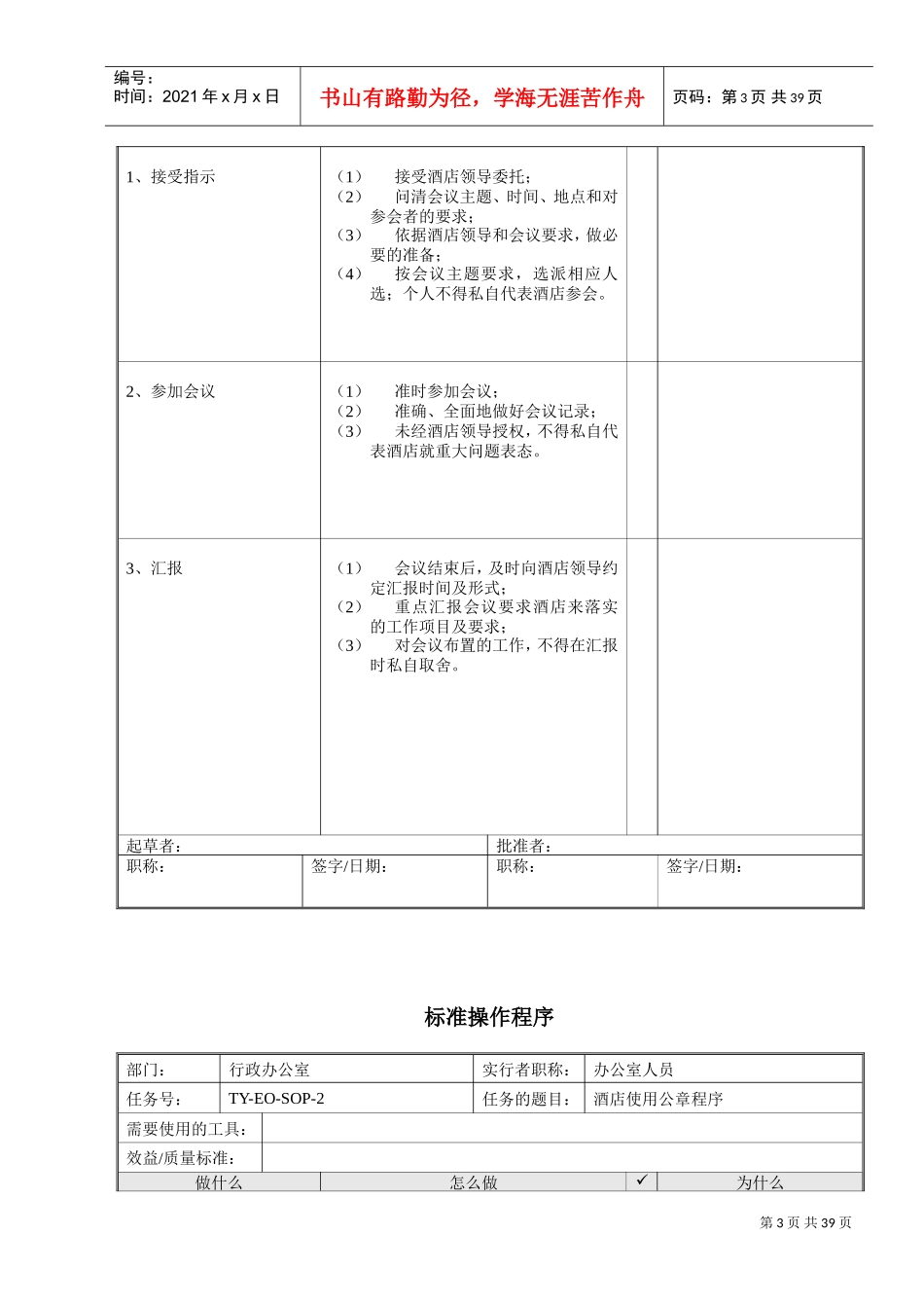 某某酒店人力资源部标准操作程序一览表_第3页