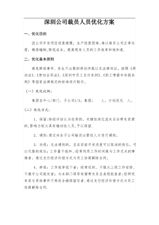 深圳公司裁员方案人员优化方案
