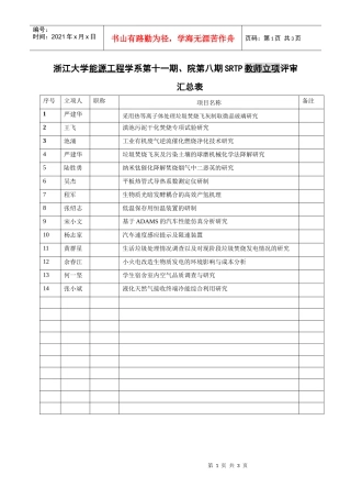 浙江大学能源工程学系第十一期、院第八期SRTP教师立项评审汇