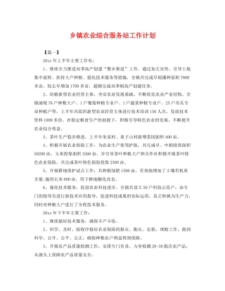 乡镇农业综合服务站工作计划 