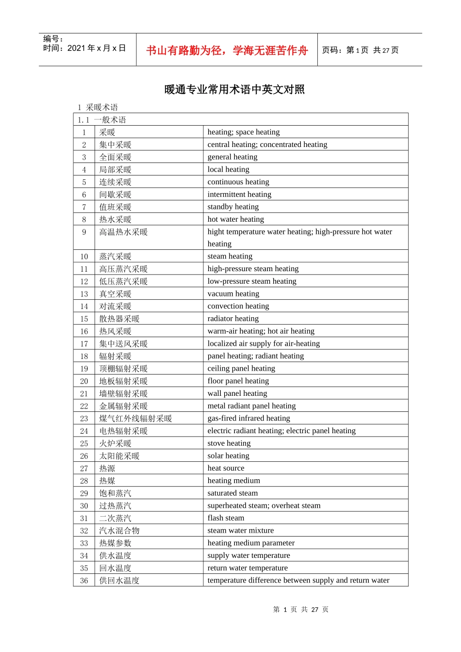 暖通专业常用术语中英文对照_第1页