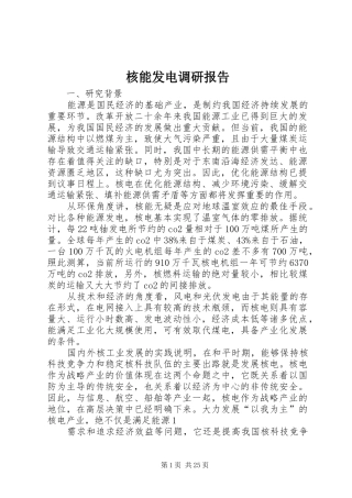 核能发电调研报告