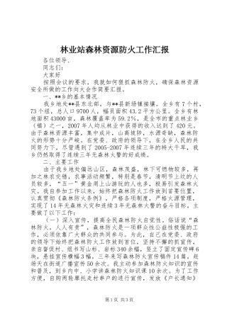 林业站森林资源防火工作汇报