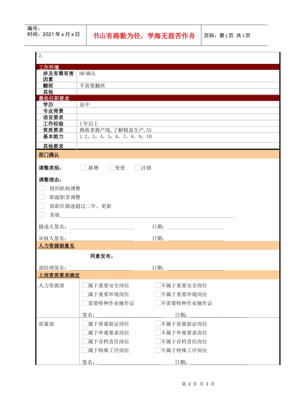 某大型电子公司制造部综合技术工人职位说明书_第2页