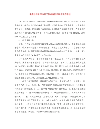 电信分公司2020年工作总结及2020年工作计划 
