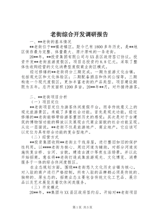 老街综合开发调研报告