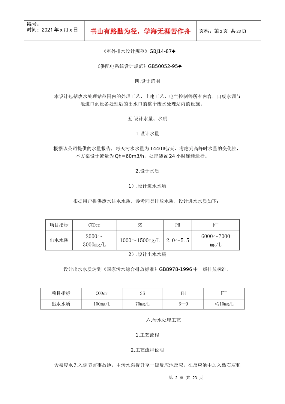 某化工项目含氟废水处理方案_第2页