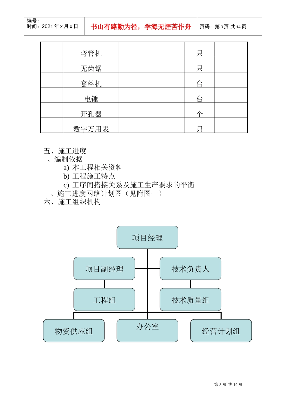 环水泵房电气安装工程施工组织设计方案(DOC14页)_第3页