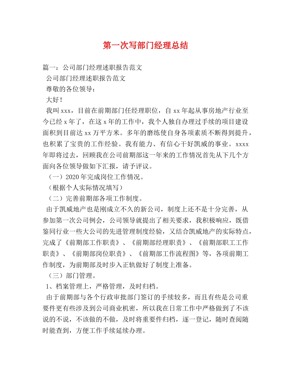 第一次写部门经理总结 _第1页