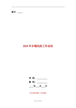 2024年乡镇民政工作总结