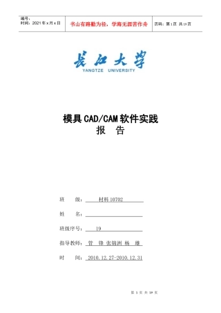 模具CADCAE软件实践报告