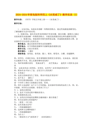 2024-2024年青岛版科学四上《水变咸了》教学实录-