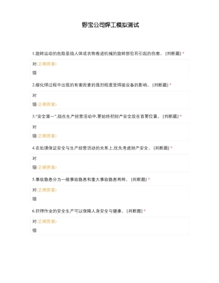 野宝公司焊工模拟测试
