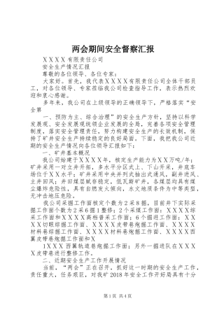 两会期间安全督察汇报