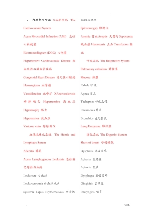 医学专业英语词汇大全