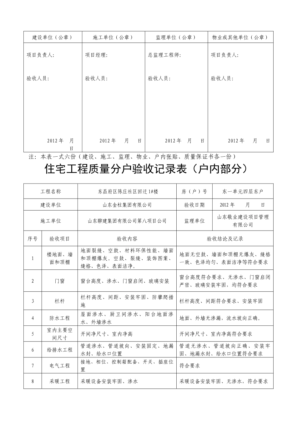 住宅工程质量分户验收记录表(户内)_第3页