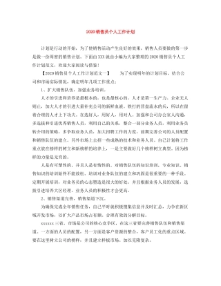 销售员个人工作计划 