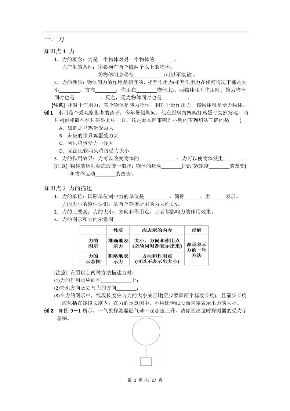 初中物理力学总复习_第2页