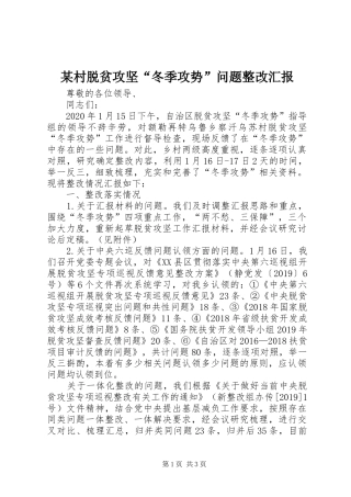 某村脱贫攻坚“冬季攻势”问题整改汇报