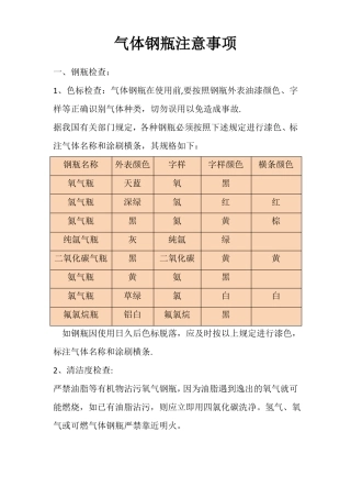气体钢瓶使用注意事项及管理制度