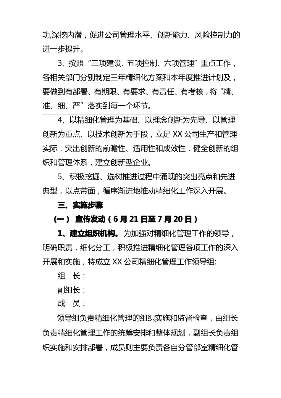 XX公司XX年精细化管理工作计划_第2页