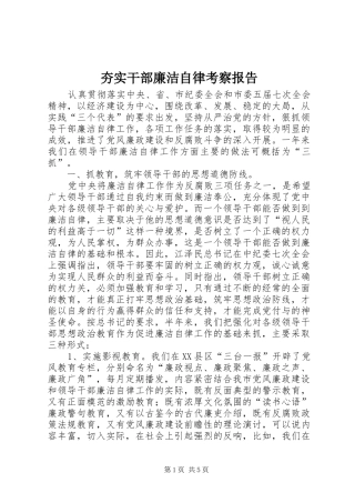 夯实干部廉洁自律考察报告