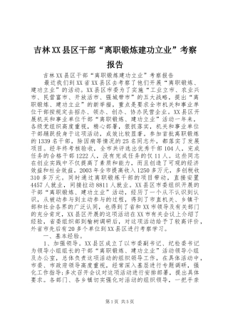 吉林XX县区干部“离职锻炼建功立业”考察报告