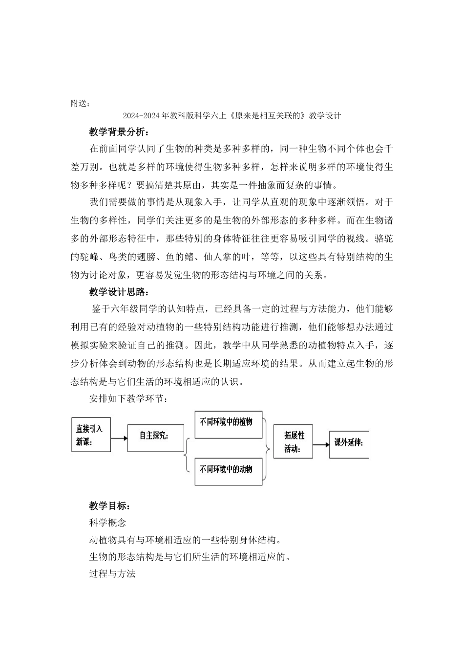 2024-2024年教科版科学六上《原来是相互关联的》参考教案_第3页