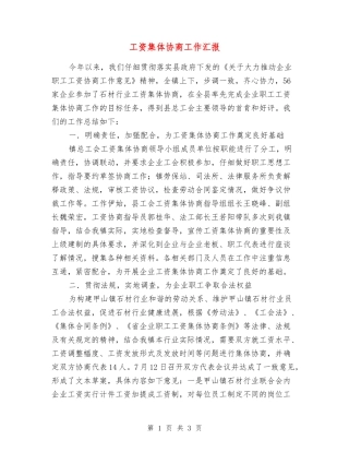 工资集体协商工作汇报