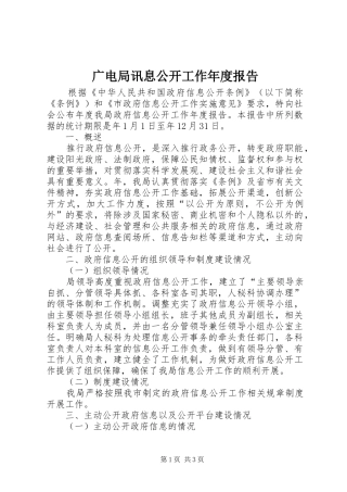 广电局讯息公开工作年度报告
