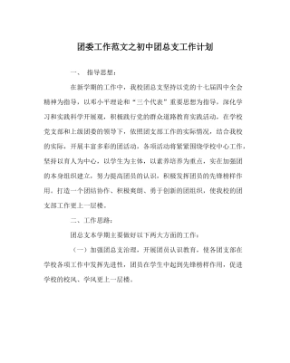 团委工作范文初中团总支工作计划