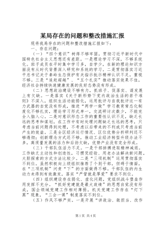 某局存在的问题和整改措施汇报