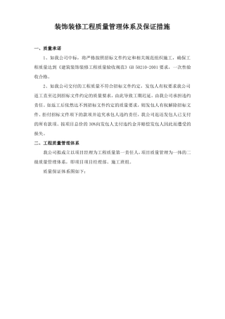 装饰装修工程质量管理体系及保证措施