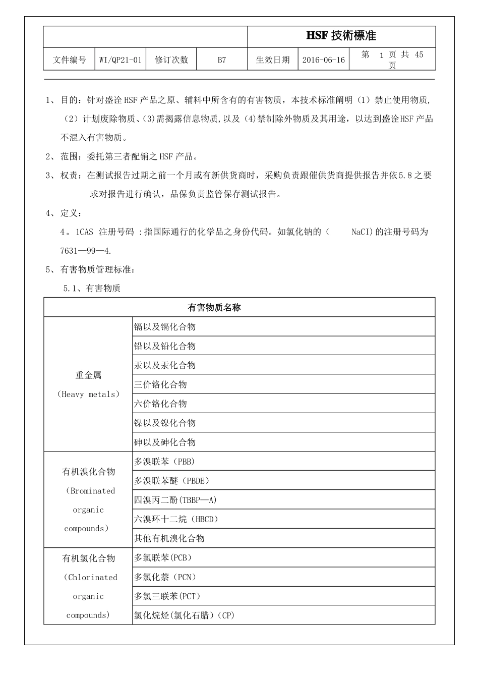 HSF有害物质技术标准_第1页