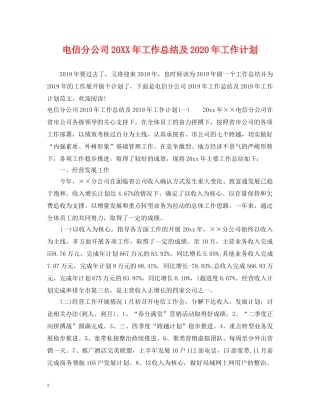 电信分公司20XX年工作总结及2020年工作计划 