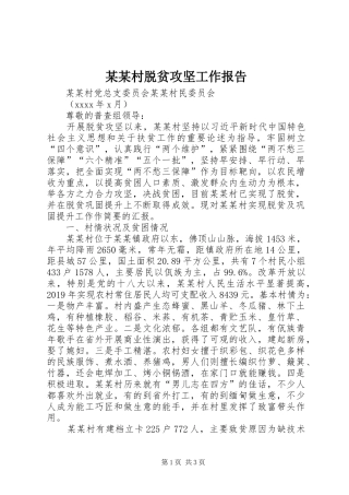 某某村脱贫攻坚工作报告