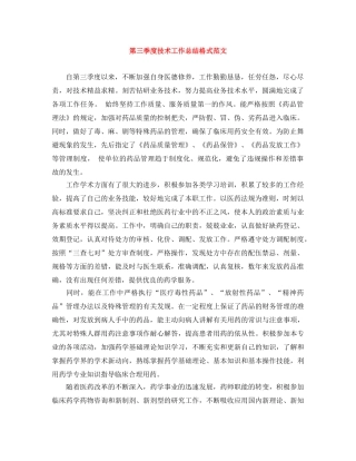 第三季度技术工作总结格式范文 