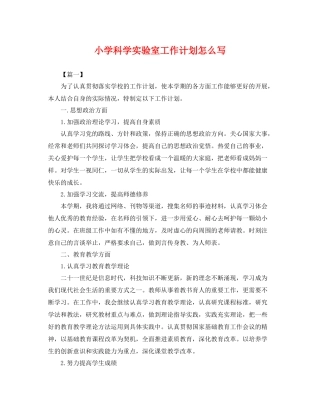 小学科学实验室工作计划怎么写 