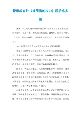 警示教育片被围猎的权力观后感多篇