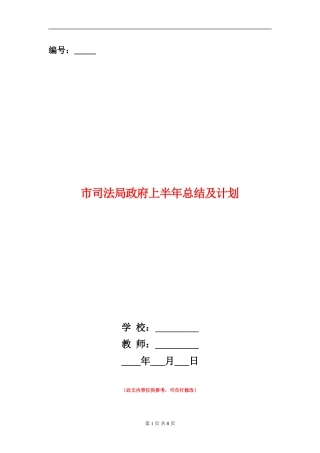 市司法局政府上半年总结及计划