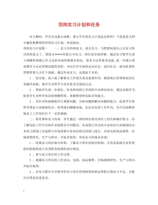 顶岗实习计划和任务 