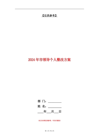 2024年市领导个人整改方案