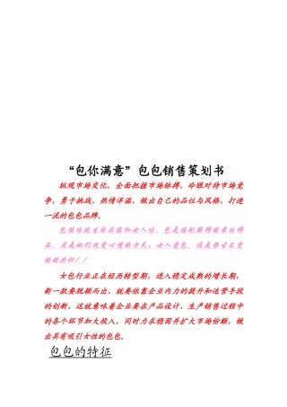 包你满意包包的销售策划书