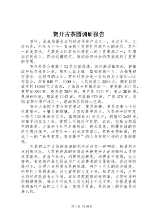 贺开古茶园调研报告