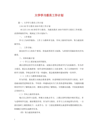 大学学习委员工作计划2 