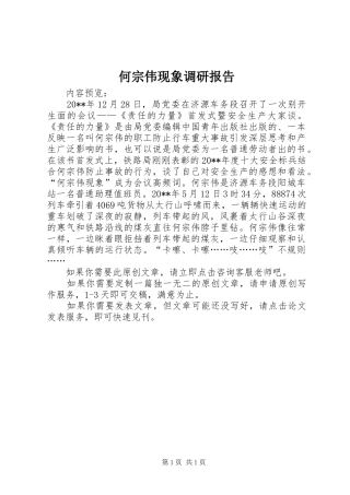 何宗伟现象调研报告