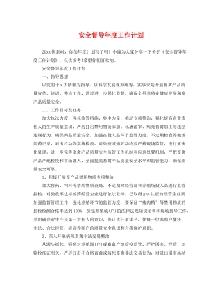 安全督导年度工作计划 