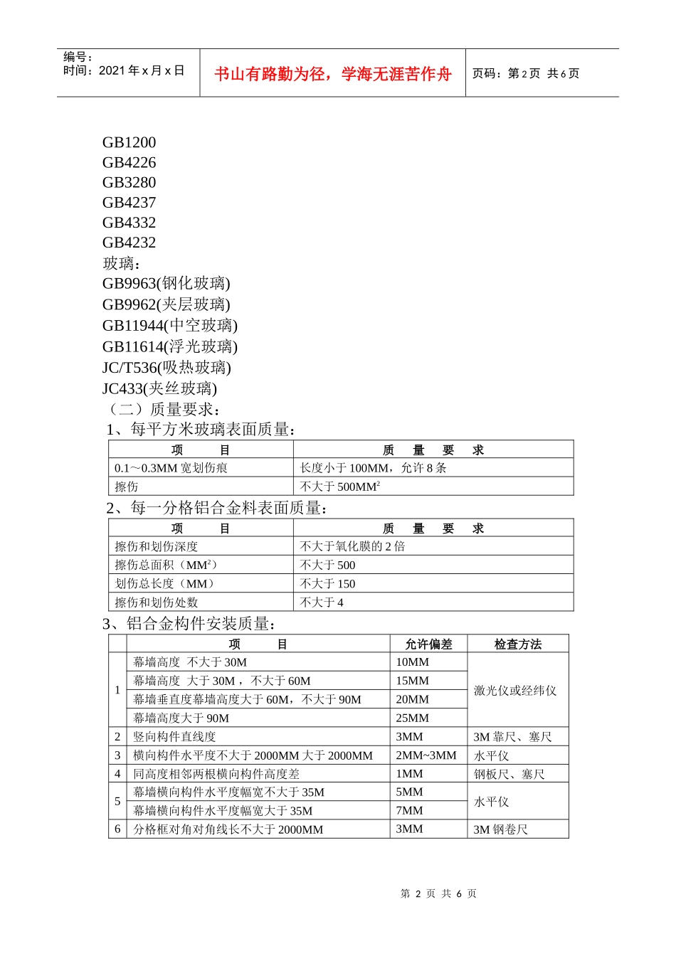 幕墙工程施工质量监理细则_第2页