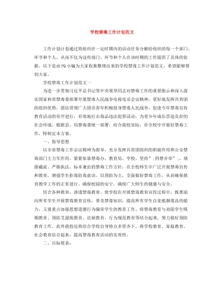 学校禁毒工作计划范文 